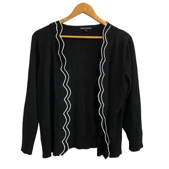 Cable & Gauge Black Open Front Cardigan Sweater - Picture 1 of 5